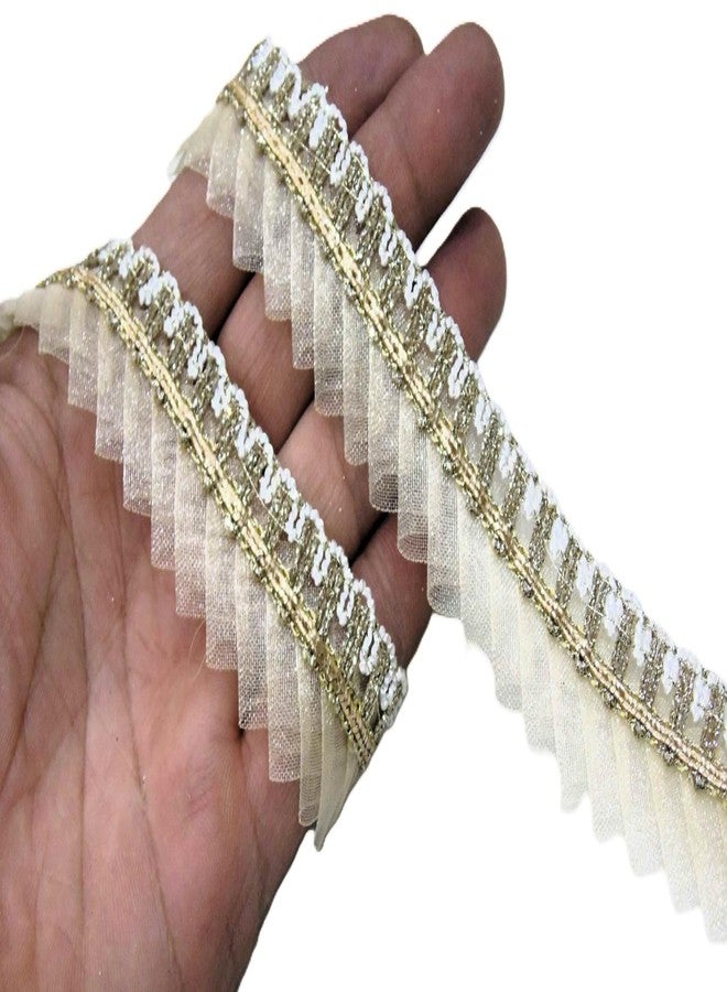 Strala Golden Color Laces For Dresses, Sarees, Lehenga, Suits, Bags, Decorations, Borders, Crafts And Home Decor,Blouse (9Mtr) Design-211 (Premium Golden). - Image 2